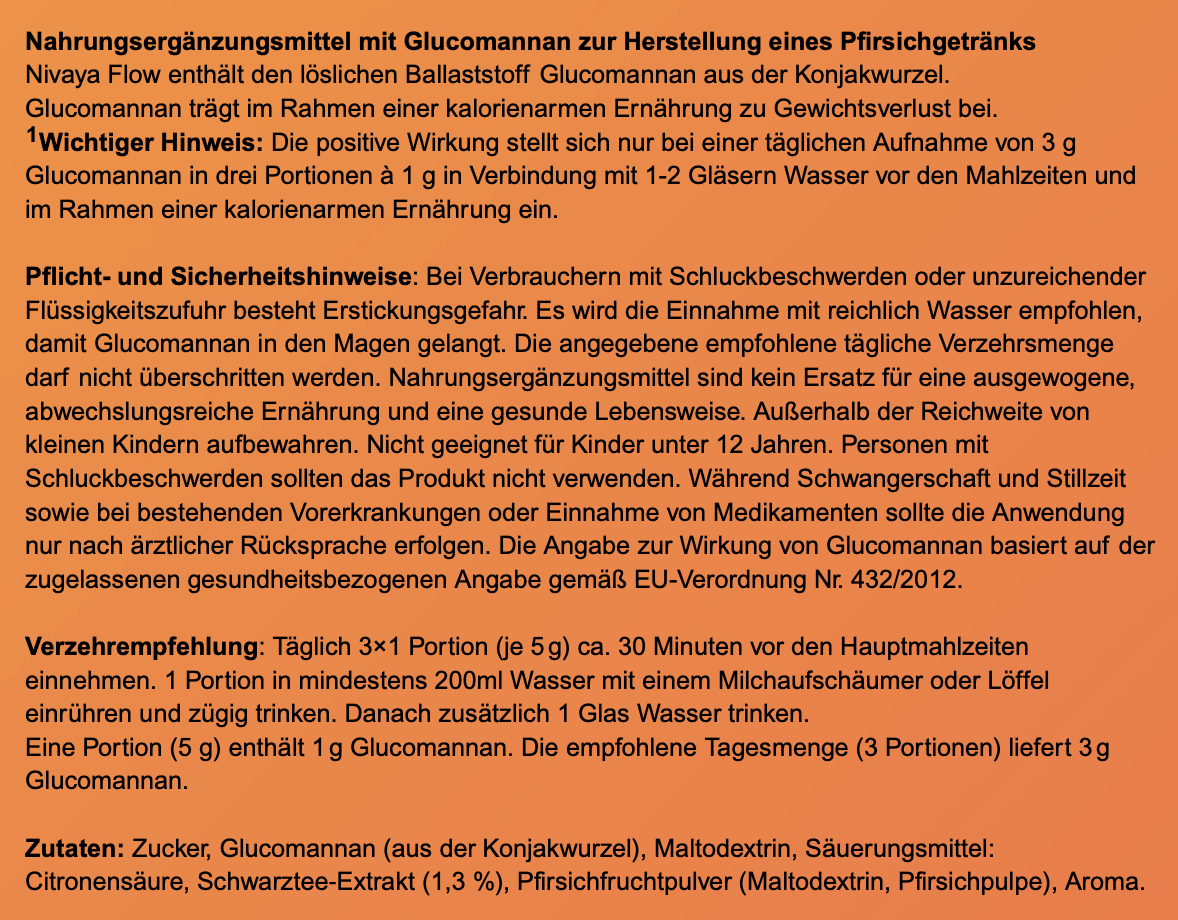 NIVAYA Flow - Konjak-Drink mit Pfirsichgeschmack