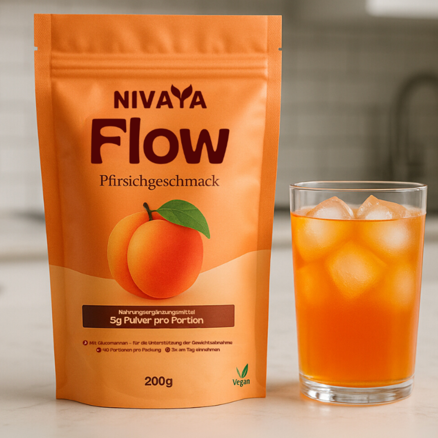 NIVAYA Flow - Konjak-Drink mit Pfirsichgeschmack